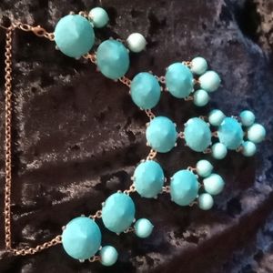 J.crew teal  Bib Necklace  chain at 16 inches long.